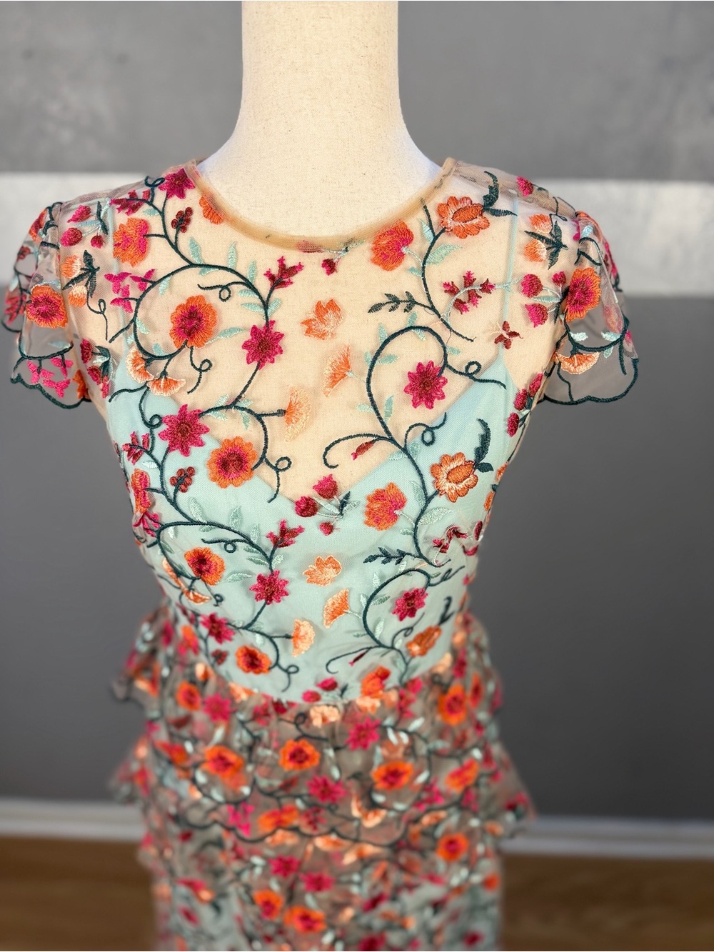 ML Monique Lhuillier Garden Party Embroidered Dress size 6 - Picture 2 of 10